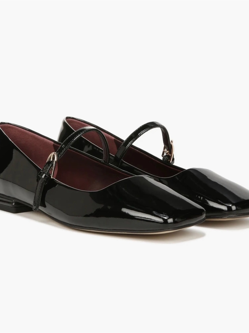 Franco Sarto Tinsley Square Toe Black Patent Mary Jane Flats
